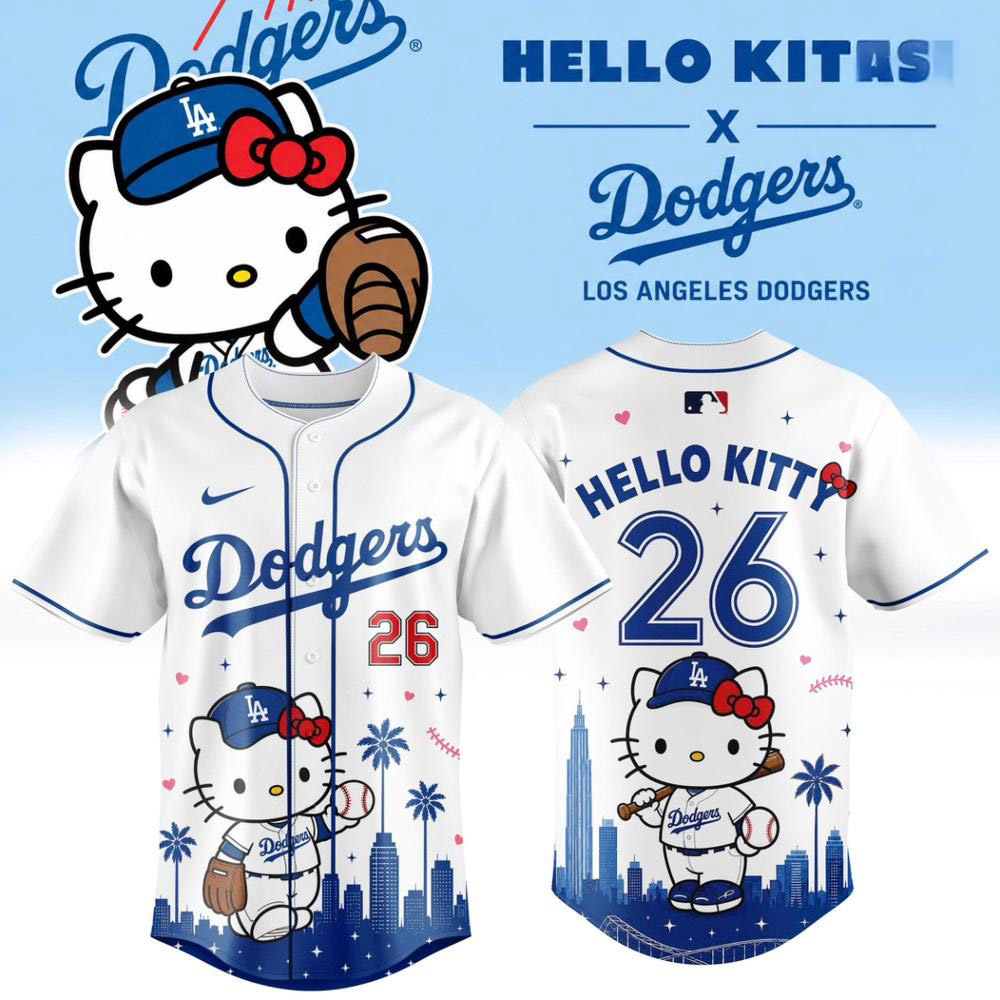 Limited Edition Los Angeles Dodgers x Hello Kitty Baseball Jersey 1 - Unicasport Limited Edition Los Angeles Dodgers x Hello Kitty Baseball Jersey