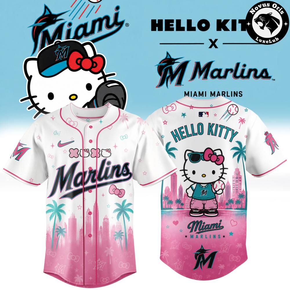 Hello Kitty x Miami Marlins 2026 Edition Pink Baseball Jersey 1 - Unicasport Hello Kitty x Miami Marlins 2026 Edition Pink Baseball Jersey