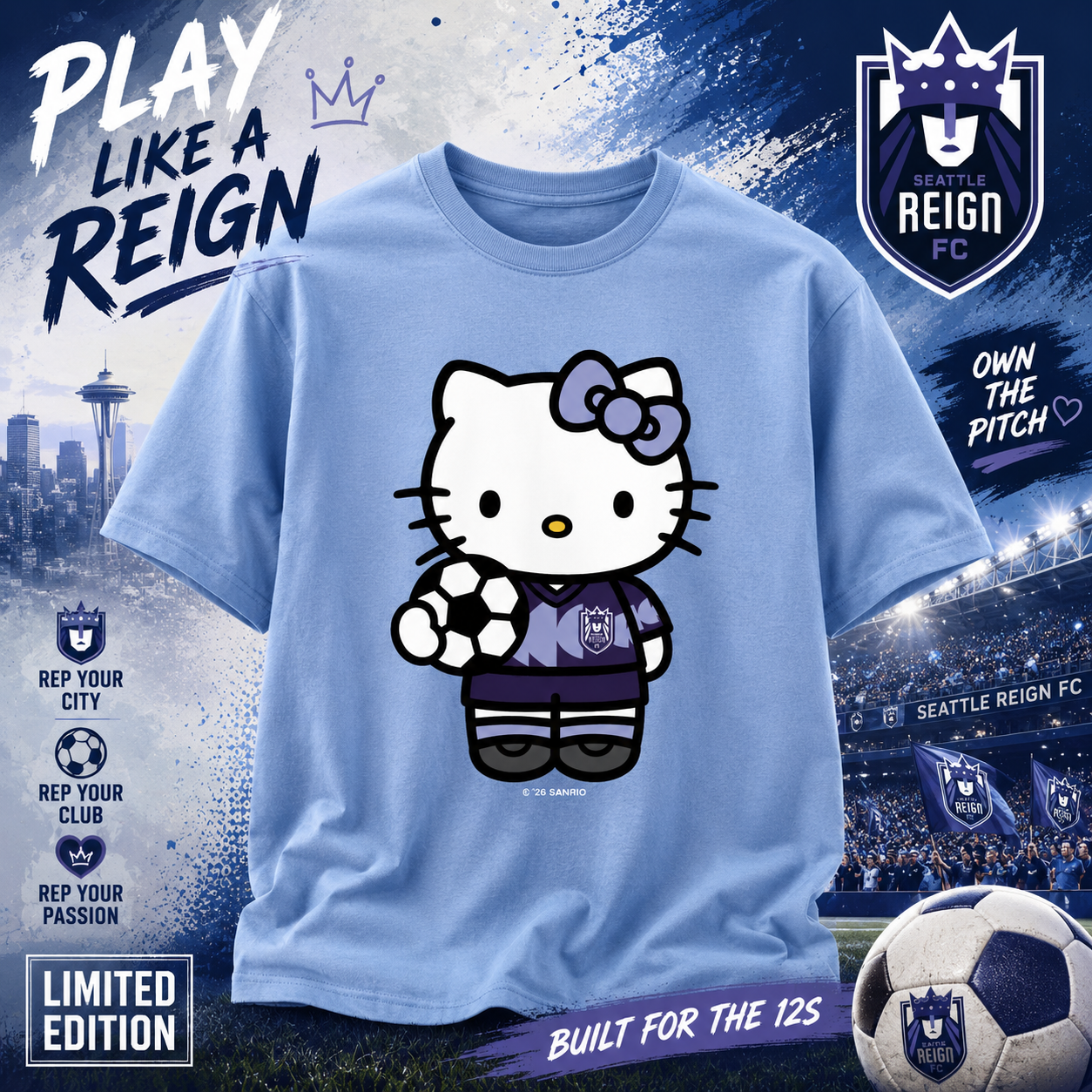 Hello Kitty x Seattle Reign FC T-Shirt Merch
