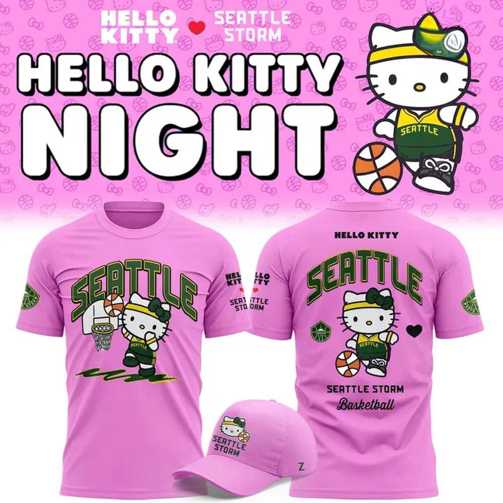 Hello Kitty x Seattle Storm Night Pink T-Shirt