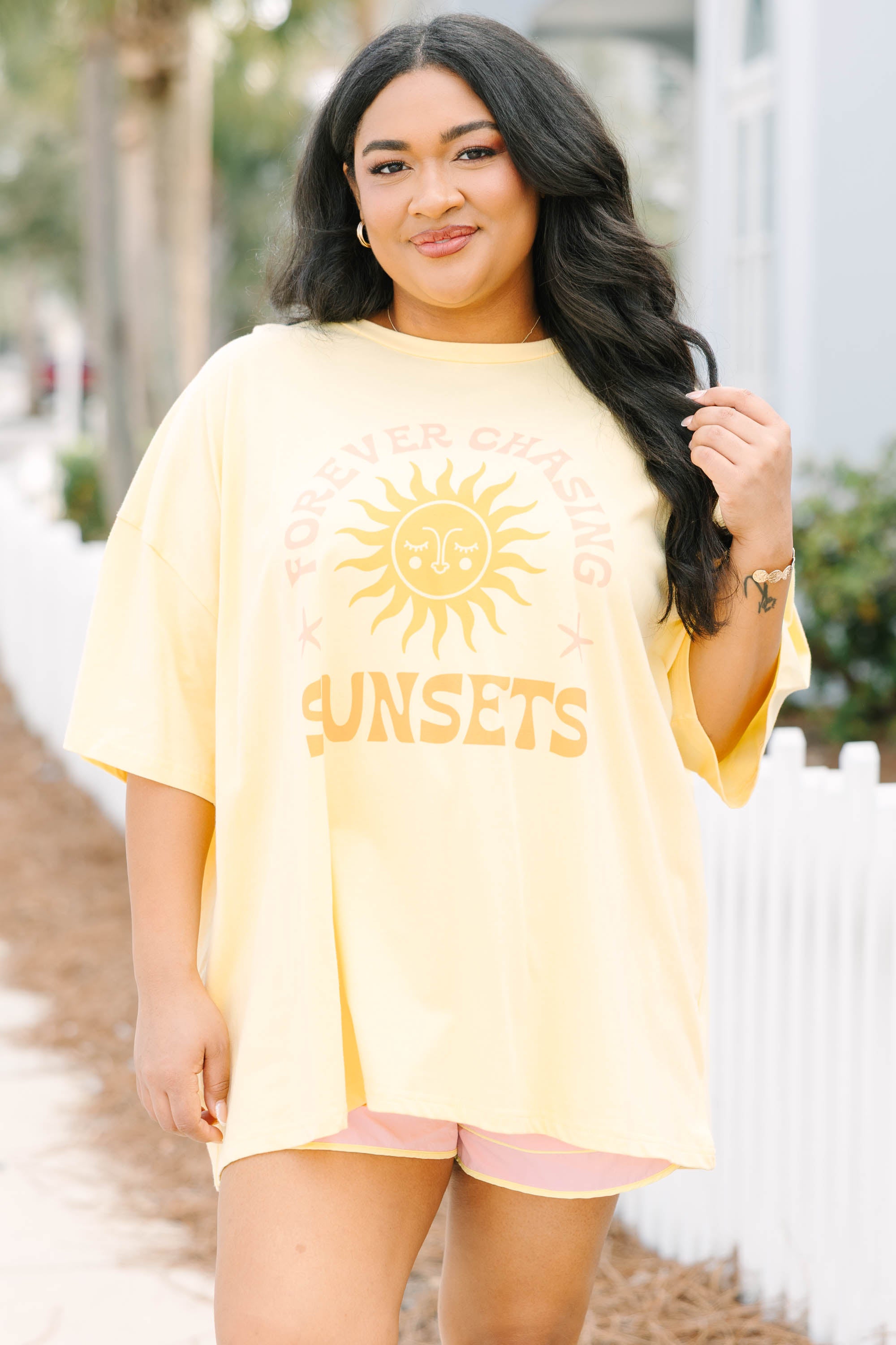 Here for the Sunset Boyfriend Tee, Butter Yellow