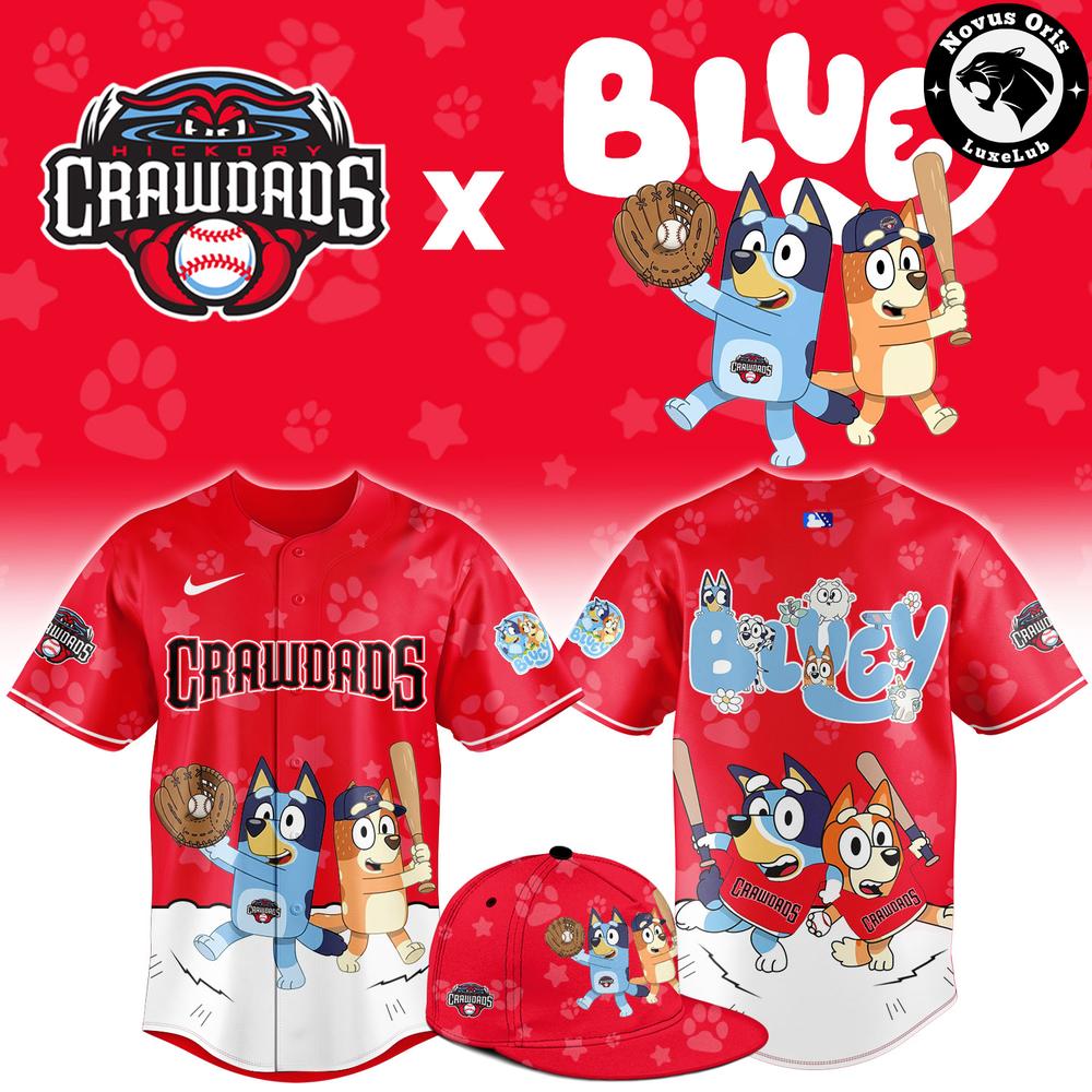 Hickory Crawdads x Bluey Night Limited Edition Baseball Jersey