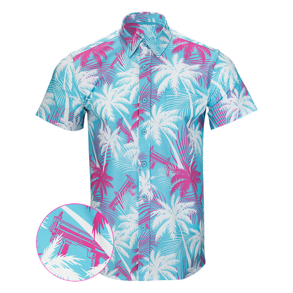 High Crown Blue Button Down Shirt Tactical Aloha Shirt Great Christmas Gifts For Men