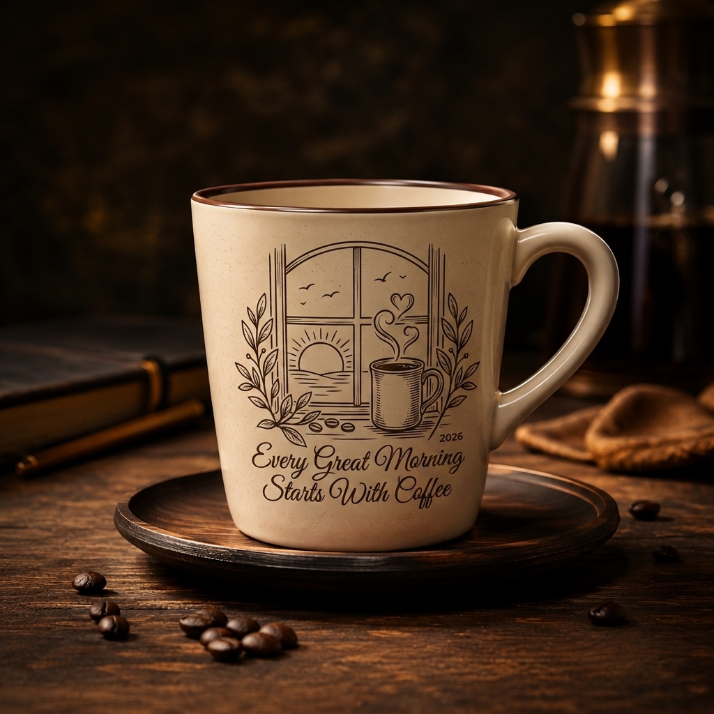 Hihoboken Every Great Morning Starts With Coffee Mug - Sunrise Ritual Ceramic Coffee Mug