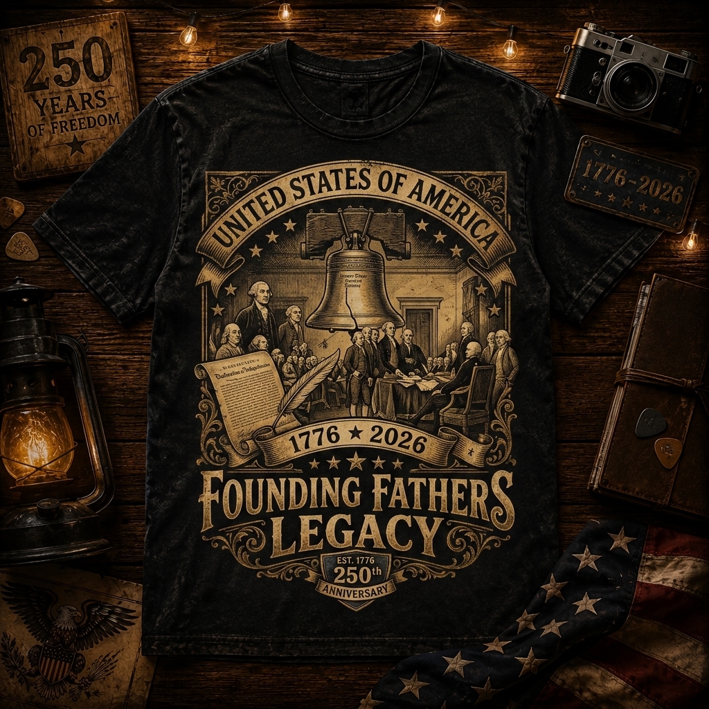 Hihoboken Founding Fathers 17762026 Shirt Patriotic Game Day America 250th Anniversary Fan T-Shirt