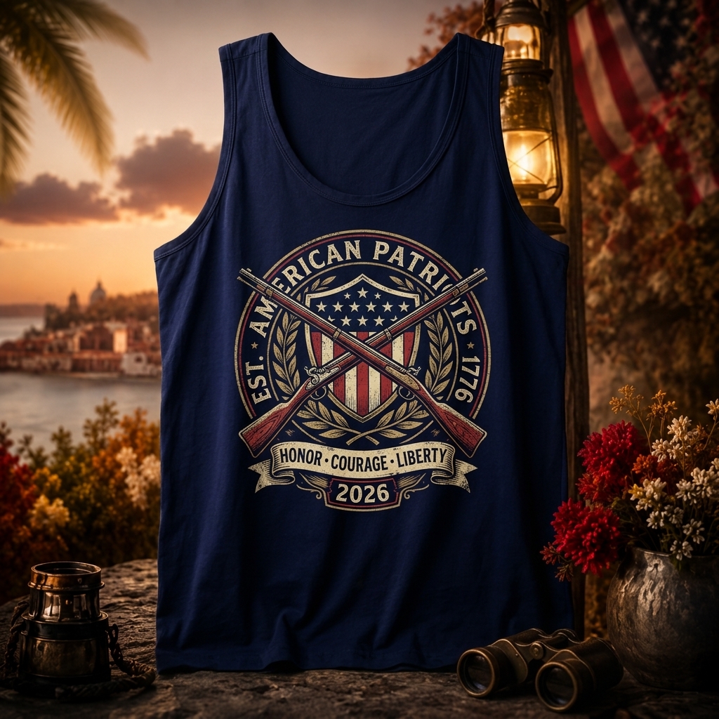 Hihoboken Men's Custom Name Gift USA 2026 America 250th Anniversary Distressed Tank Top - Freedom Fan Merch