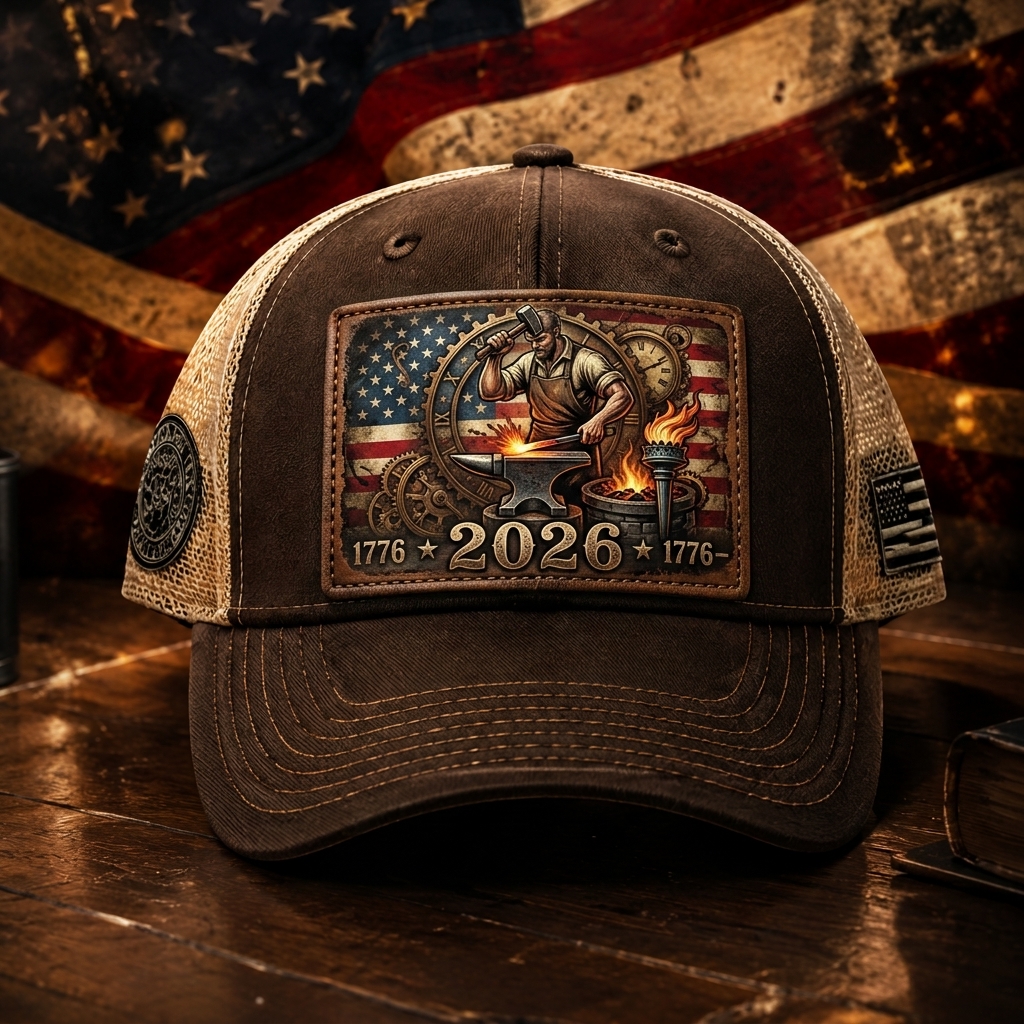 Hihoboken Men's Dark Wood Grain Liberty Bell 2026 Anniversary Stadium Jersey Fan Hat