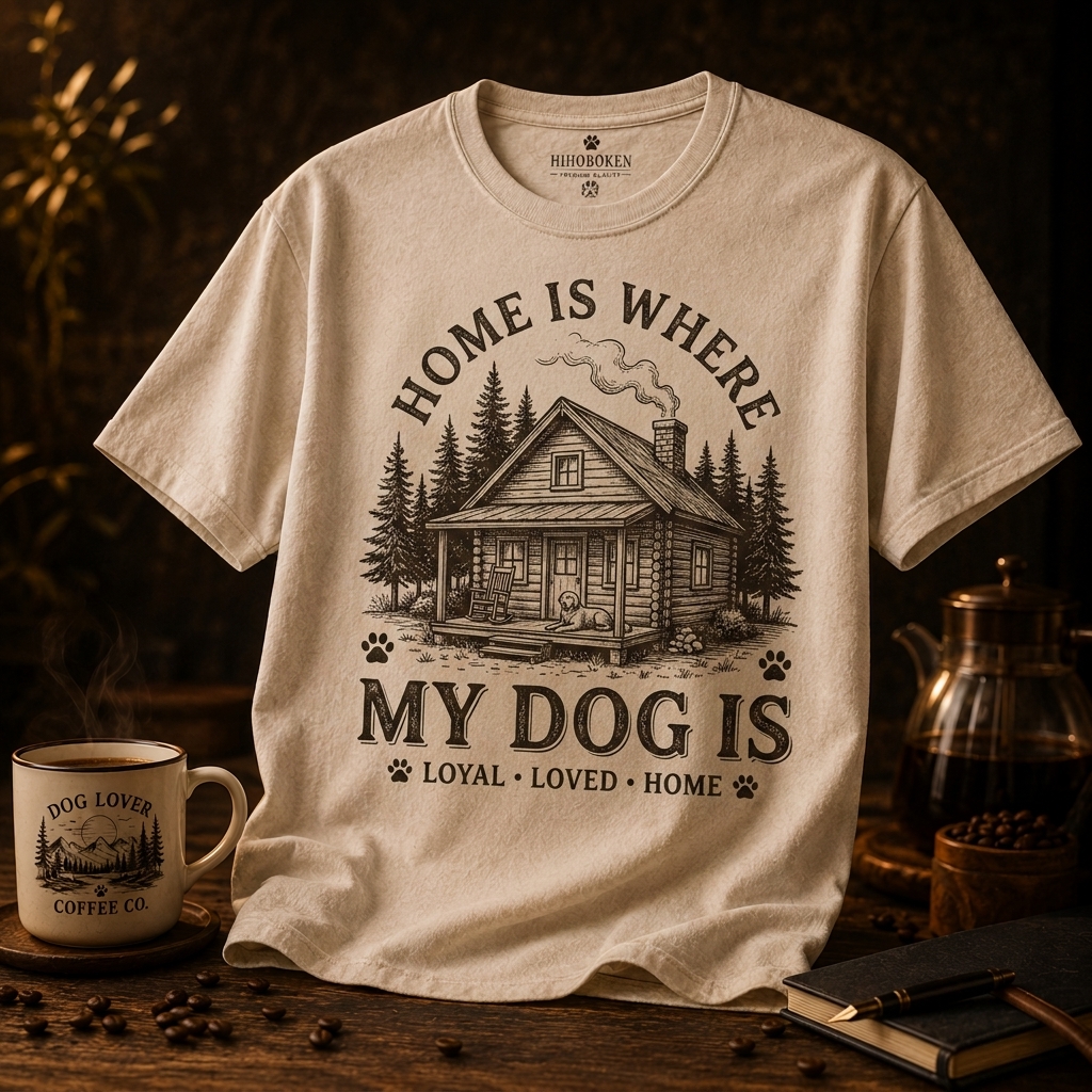 Hihoboken Men's Home Is Where My Dog Is Graphic T-Shirt - Vintage Cream