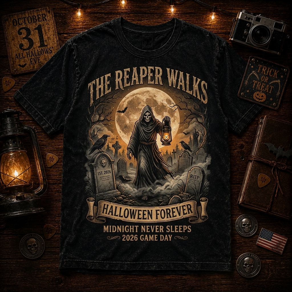 Hihoboken Midnight Reaper Halloween Graphic Tee Black Shirt