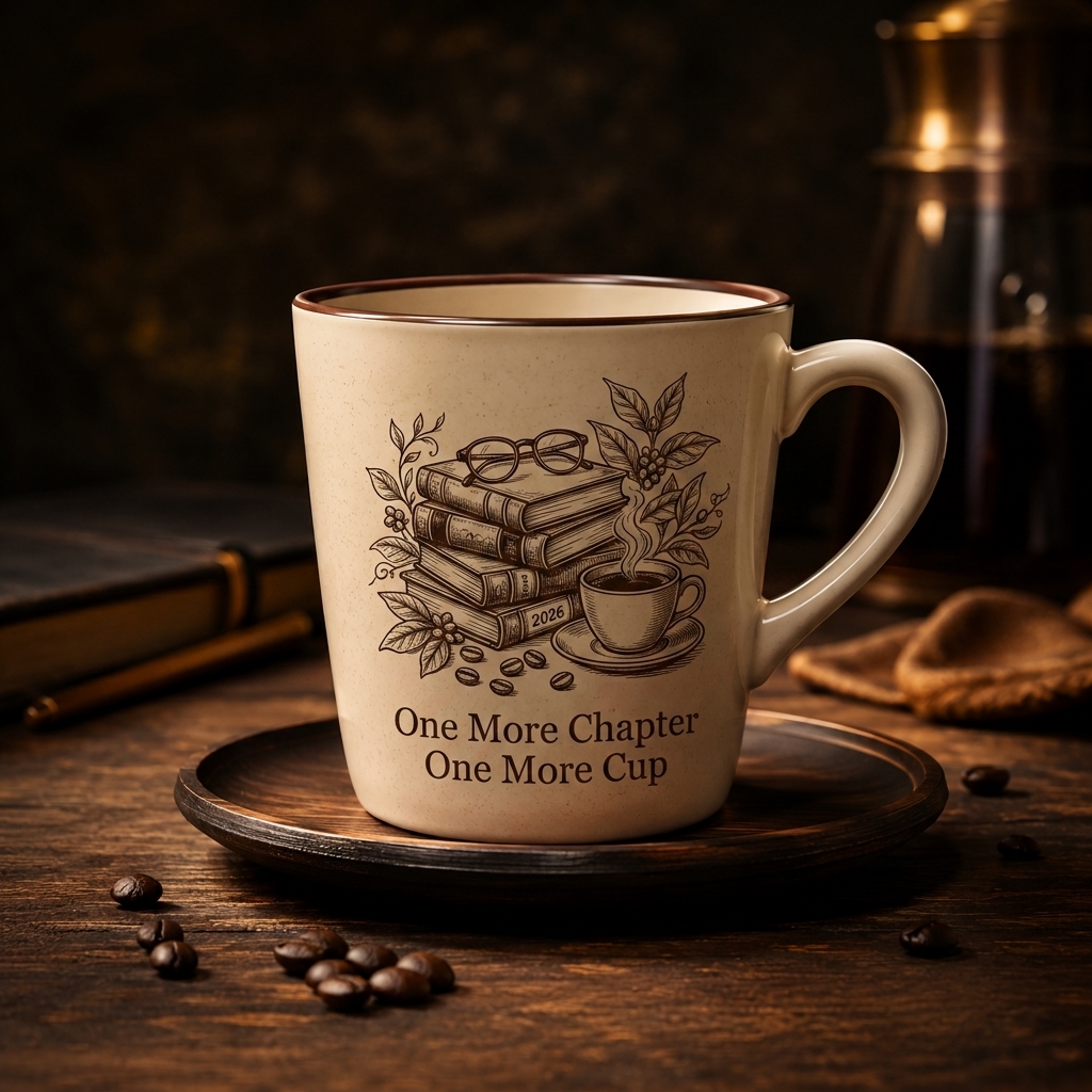 Hihoboken One More Chapter One More Cup Mug - Cozy Books Cafe Lover Ceramic Coffee Mug