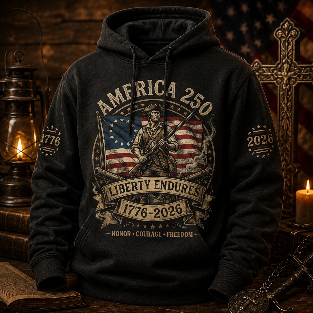 Hihoboken Personalized Liberty Endures Custom Name Gift America 250th Anniversary Vintage Hoodie 2026