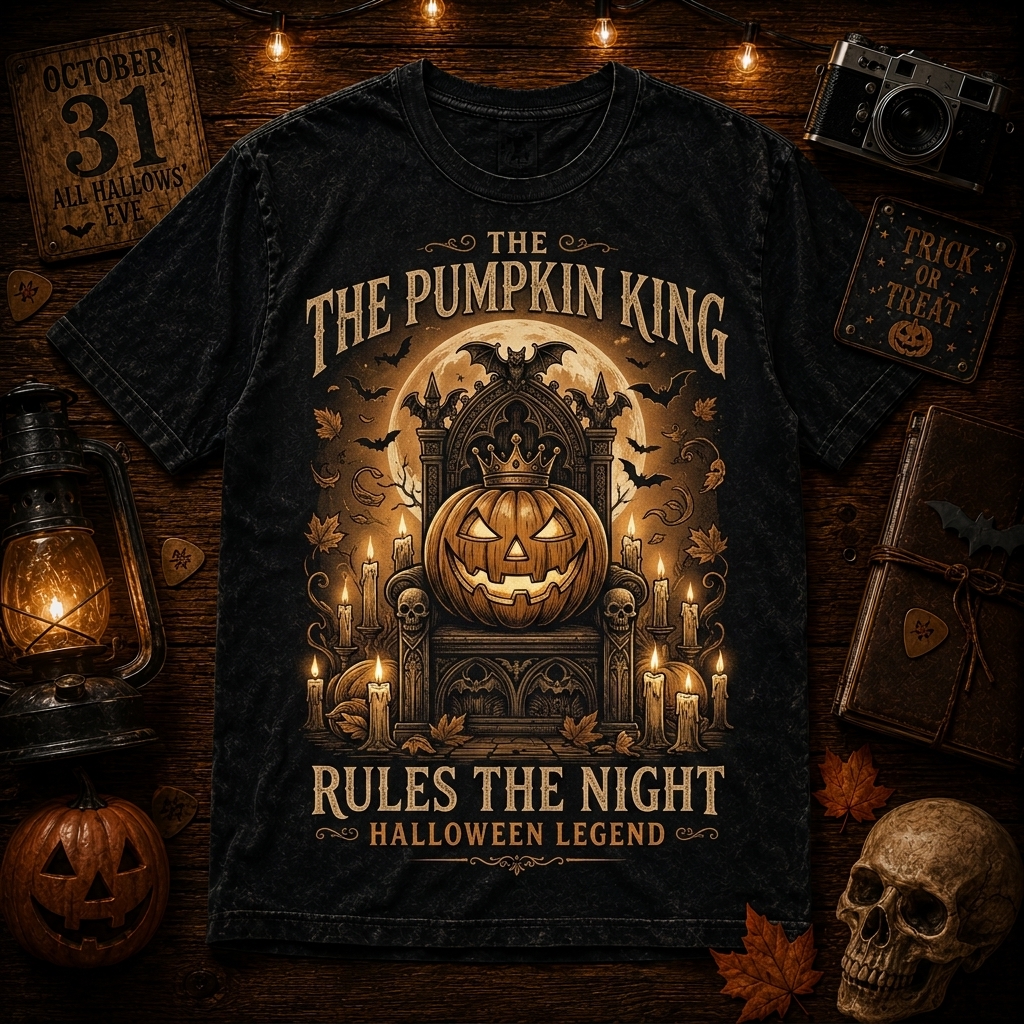 Hihoboken The Pumpkin King Rules The Night Halloween Graphic Tee Black Shirt