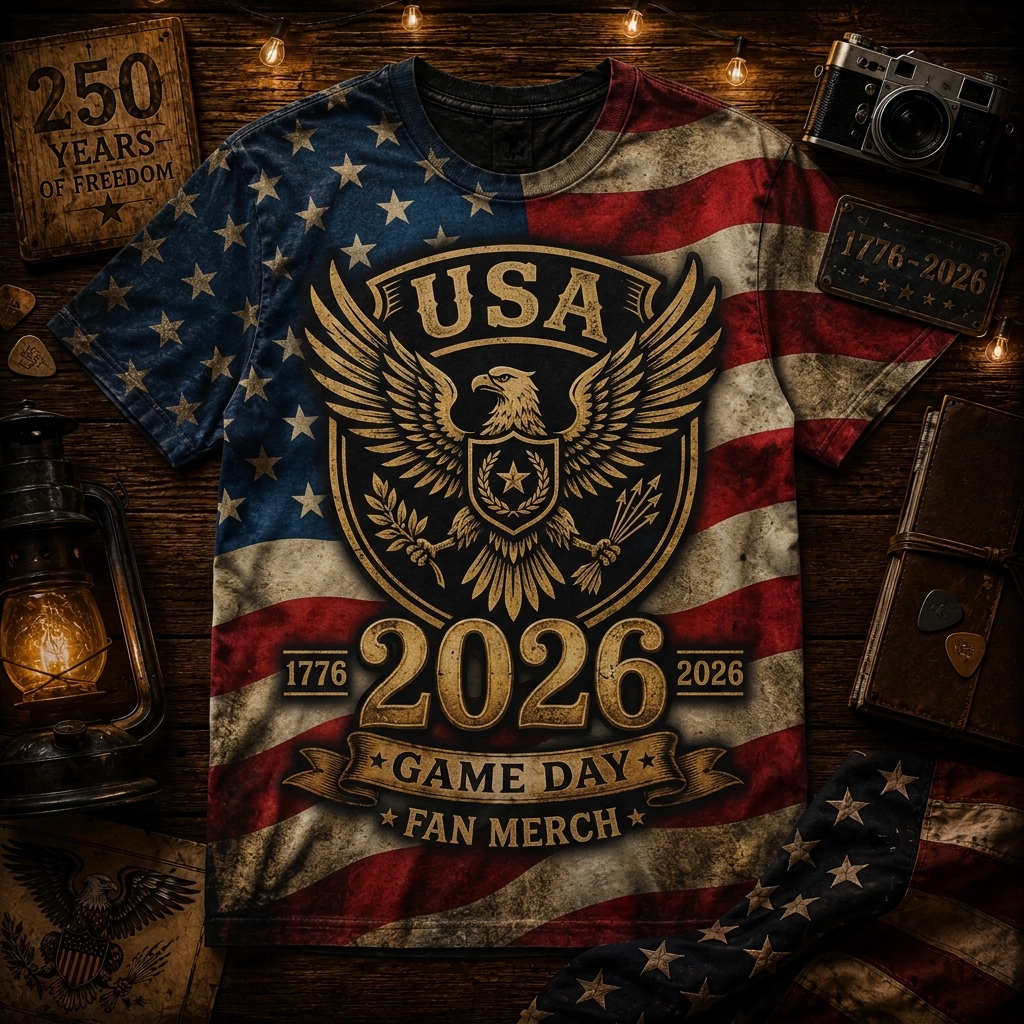 Hihoboken USA Flag Stars and Stripes Stadium Jersey 2026 Game Day Fan Merch T-Shirt