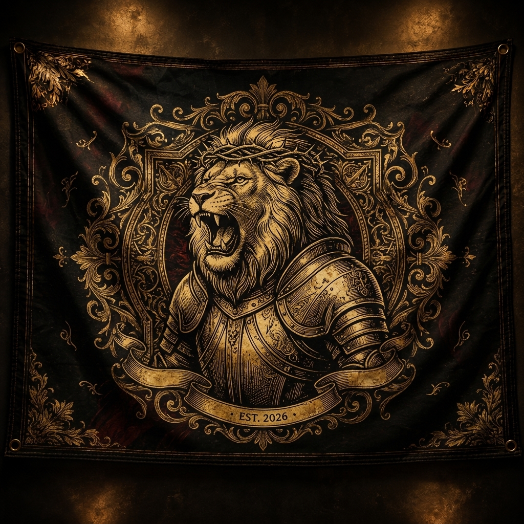 Hihoboken Vintage Christian Courageous Roaring Lion Flag - Faith Courage Freedom Wall Hanging Banner