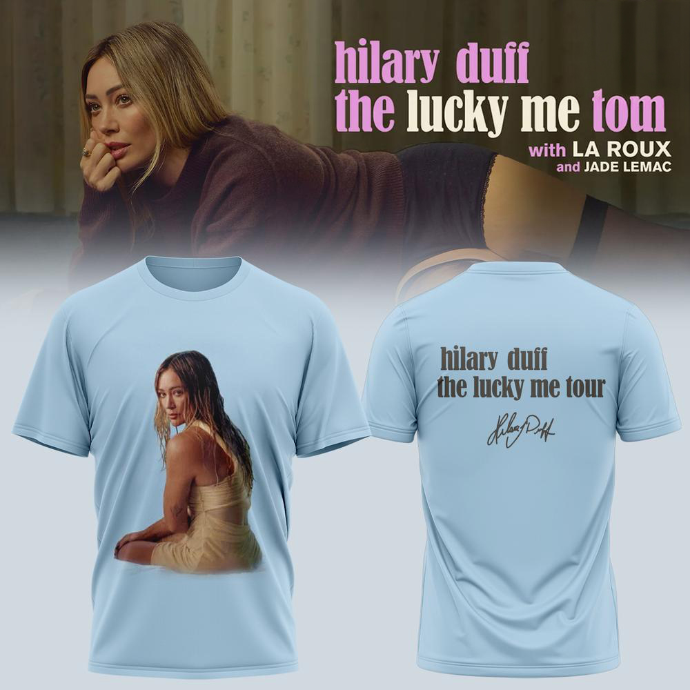 Hilary Duff Blue Graphic Fan T Shirt