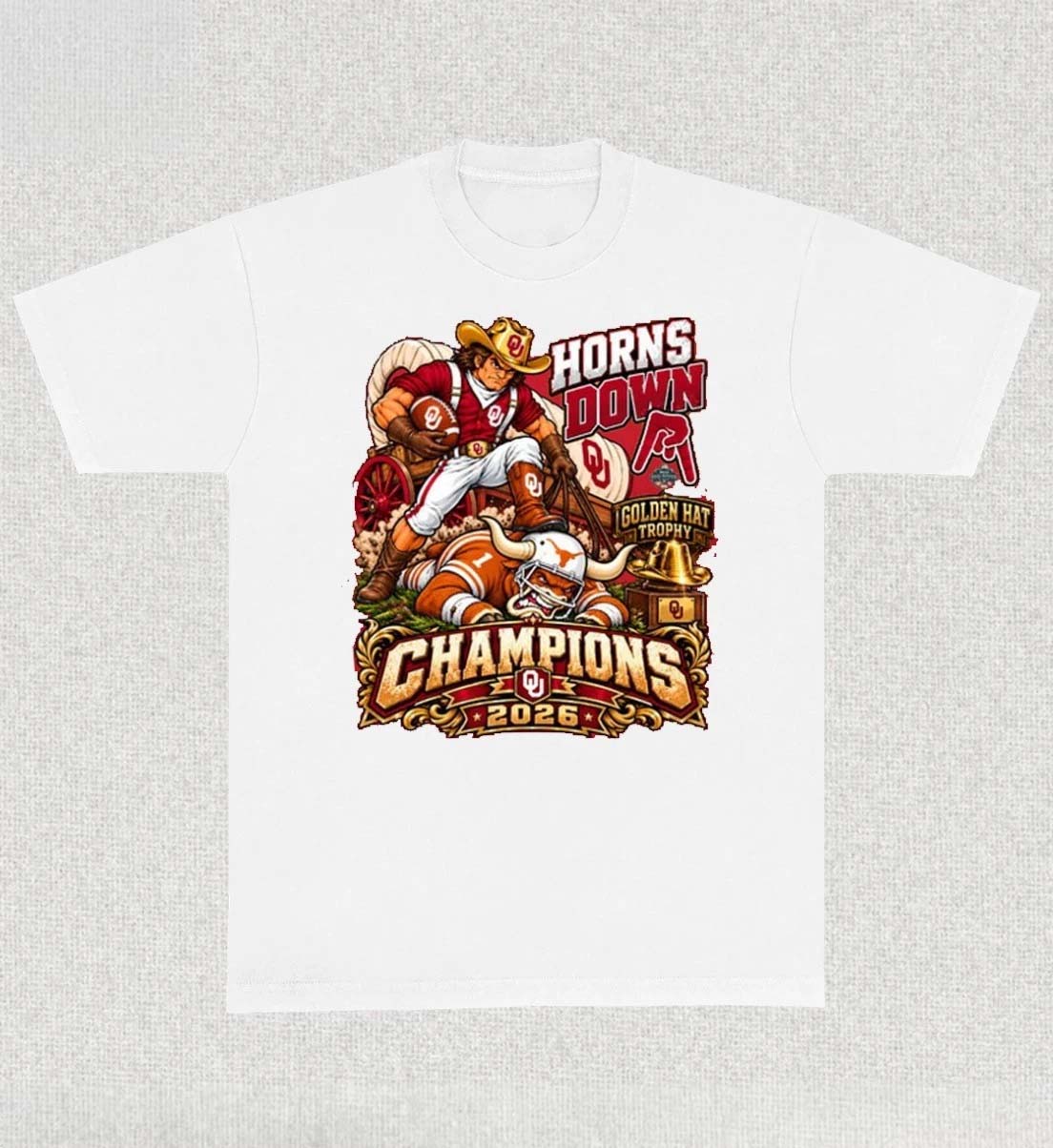 Horns Down Sooners Golden Hat Trophy Champions 2026 Shirt