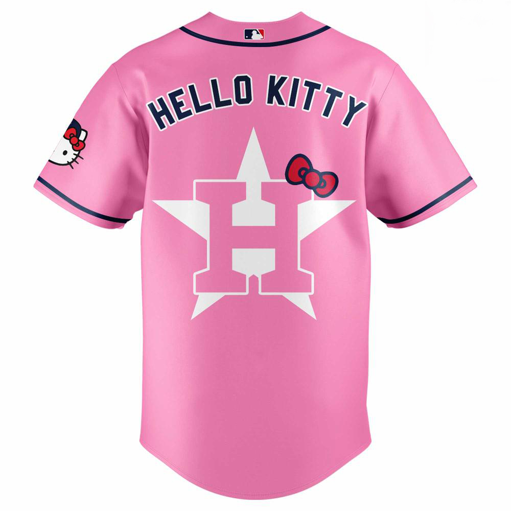 Houston Astros Hello Kitty Pink Baseball Jersey Cute Fan Gift - Image 3