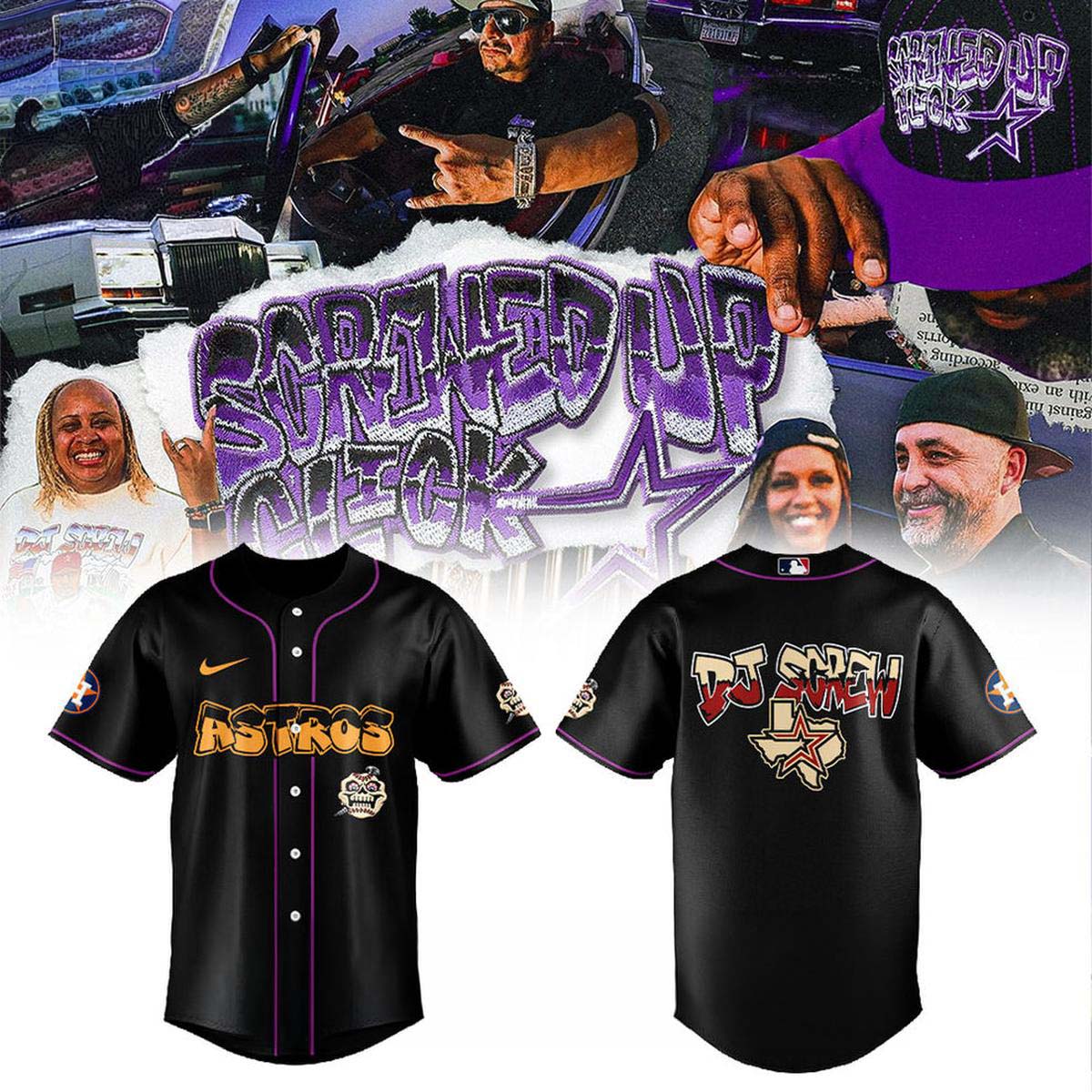 Houston Astros x DJ Screw Collection Black Baseball Jersey Gift Idea for Fans