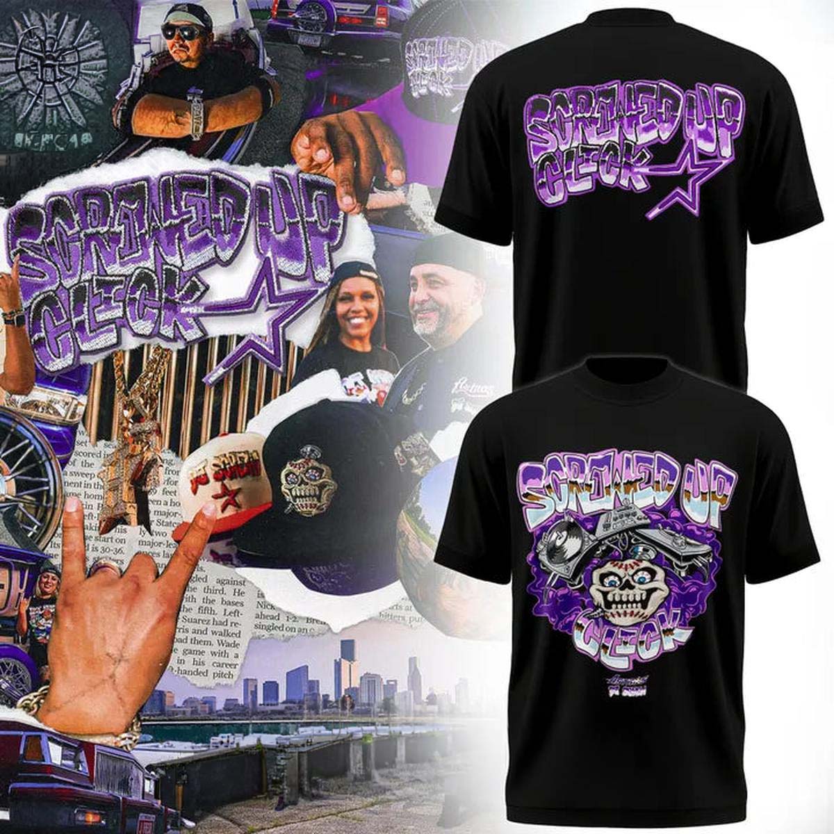 Houston Astros x DJ Screw Screwed Up Click Black Graphic T-Shirt Best Gift for Fans