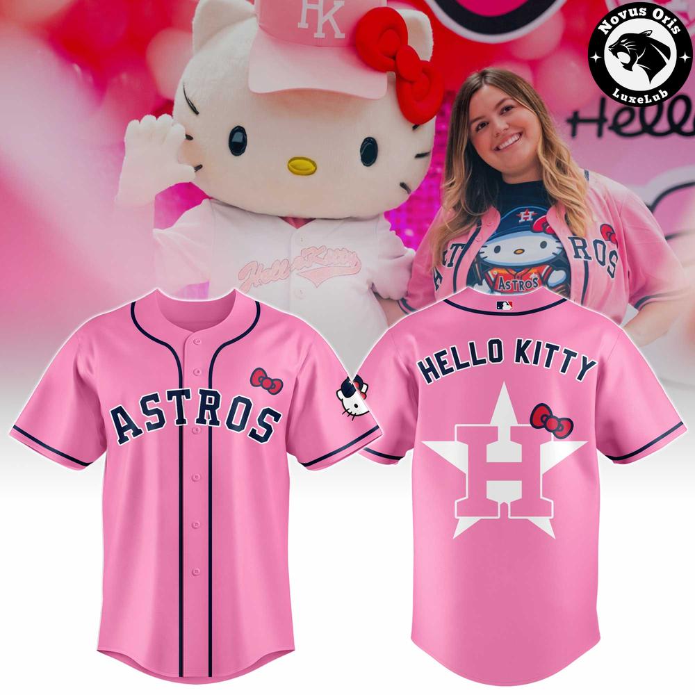Houston Astros x Hello Kitty Cute Pink Baseball Jersey 1 - Unicasport Houston Astros x Hello Kitty Cute Pink Baseball Jersey