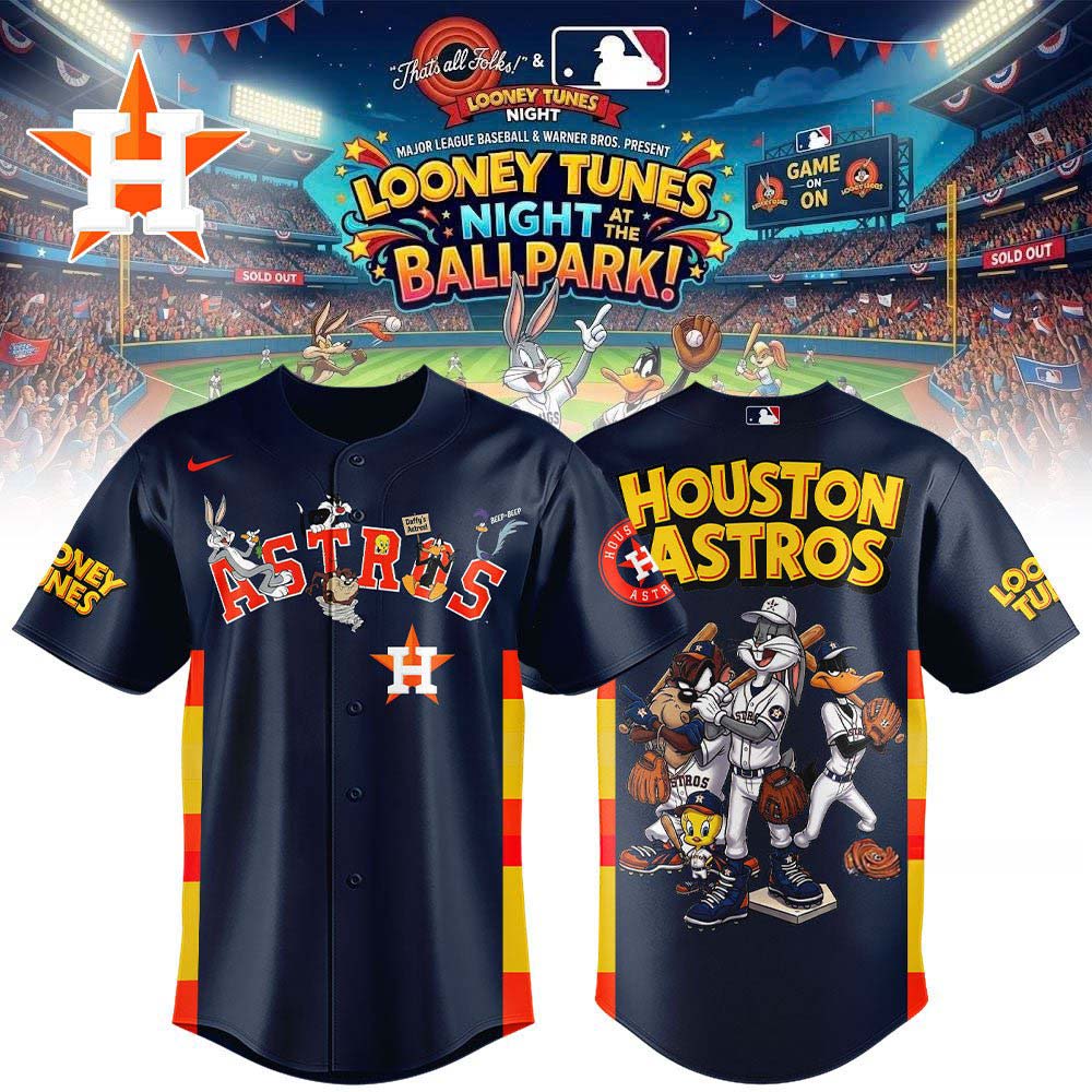 Houston Astros x Looney Tunes Navy Baseball Jersey 1 - Unicasport Houston Astros x Looney Tunes Navy Baseball Jersey