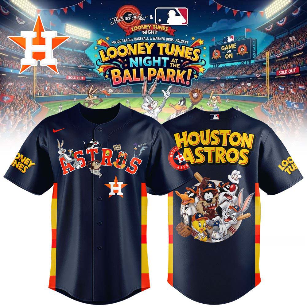 Houston Astros x Looney Tunes Night Navy Baseball Jersey 1 - Unicasport Houston Astros x Looney Tunes Night Navy Baseball Jersey
