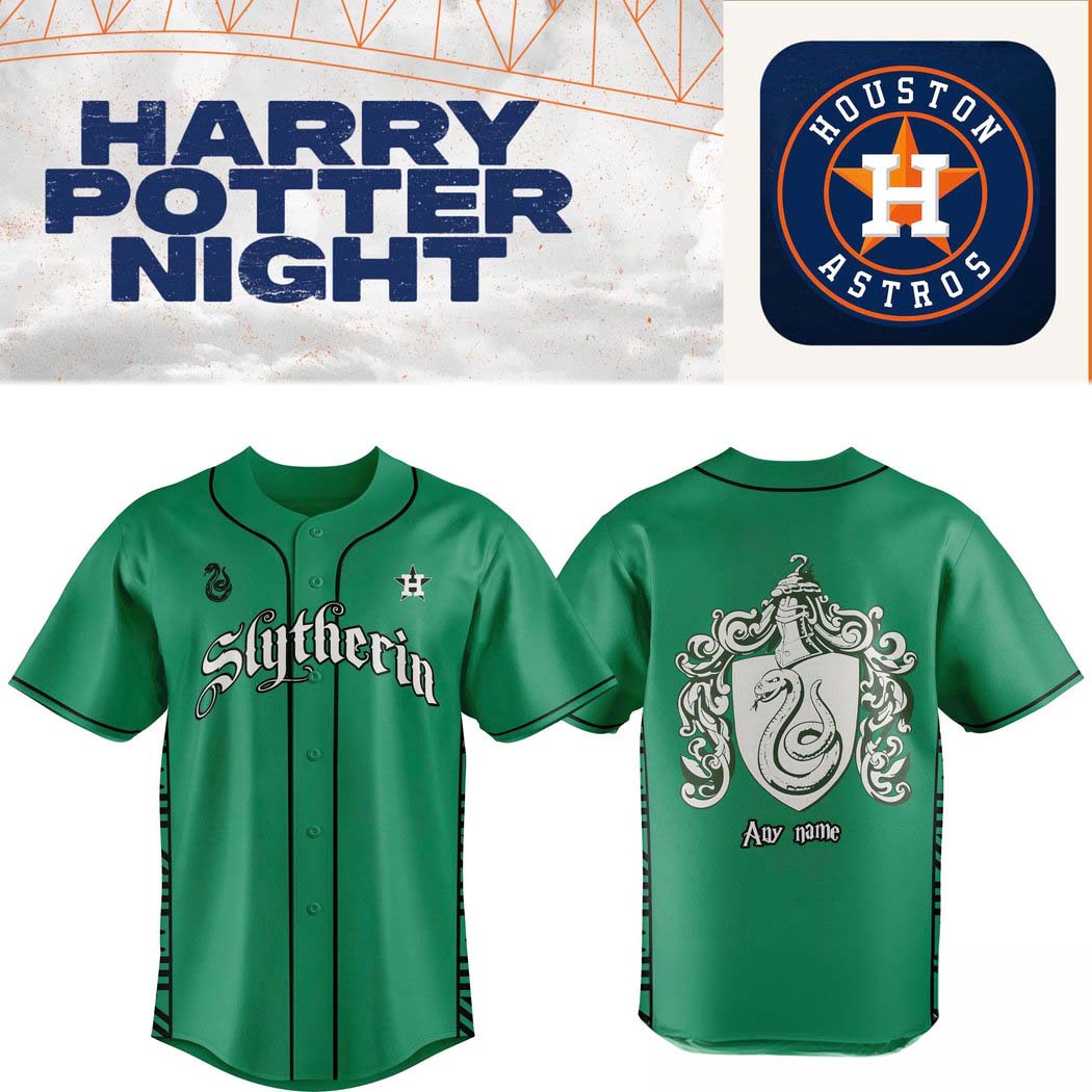 Houston Astros x Slytherin House Baseball Jersey 1 - Unicasport Houston Astros x Slytherin House Baseball Jersey