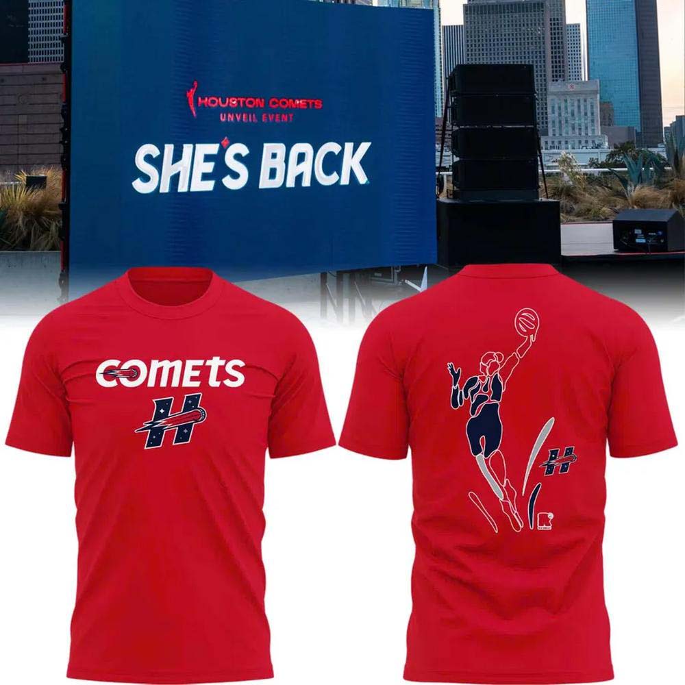 Houston Comets Shes Back 2026 Unveil Event Red Basketball Player Graphic T Shirt