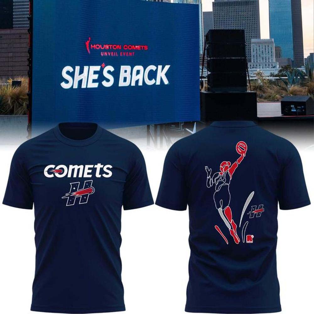 Houston Comets WNBA Shes Back Red Graphic TShirt - Image 4