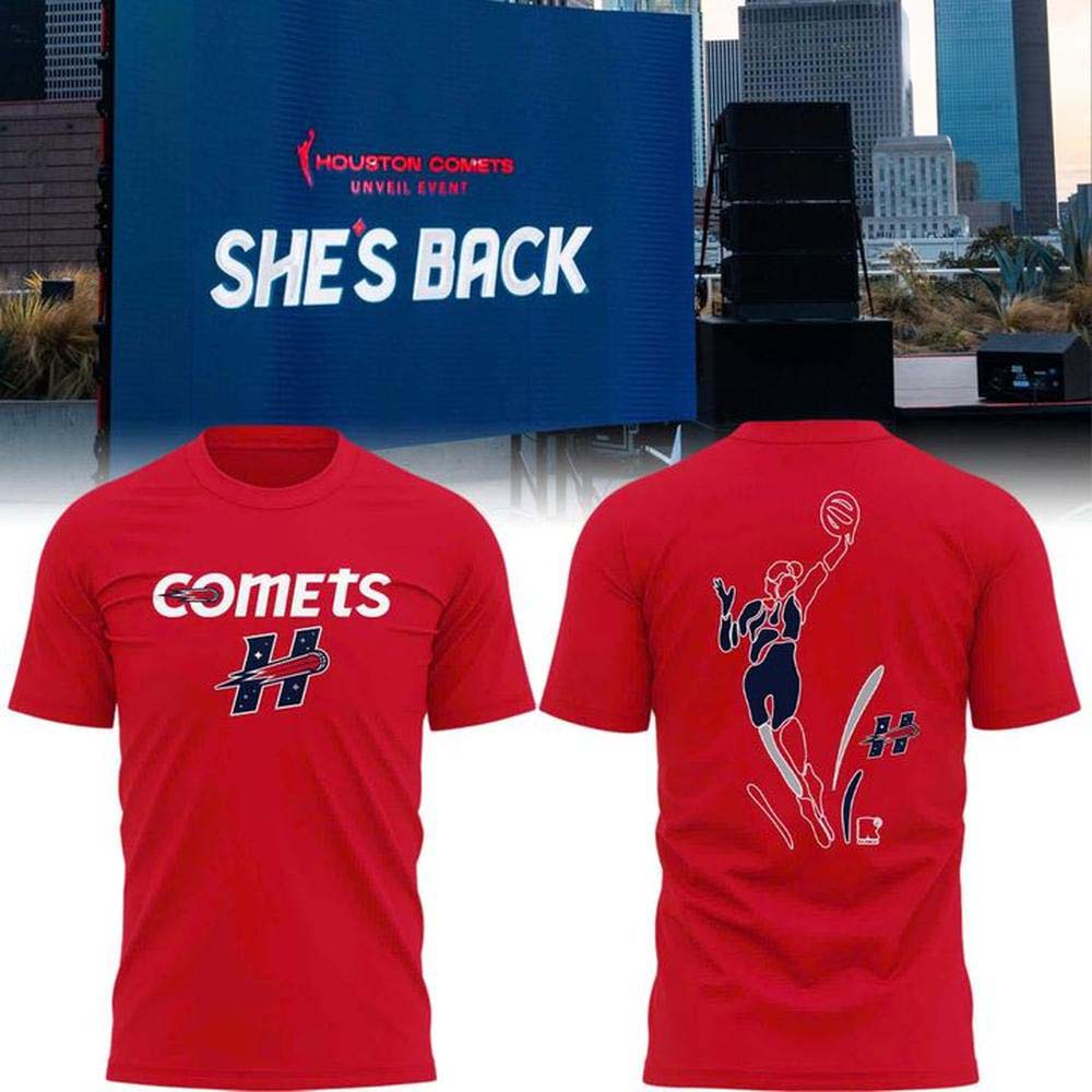 Houston Comets WNBA Shes Back Red Graphic TShirt