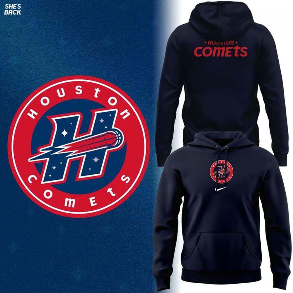 Houston Comets WNBA Shes Back Retro Black Pullover Hoodie