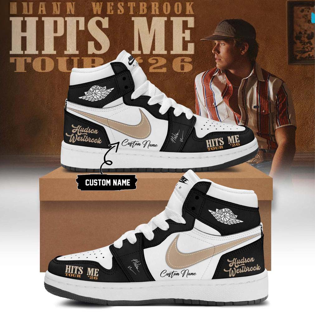 Air Jordan 1 Sneakers - Hudson Westbrook Hits Me Tour 2026 Black White Graphic