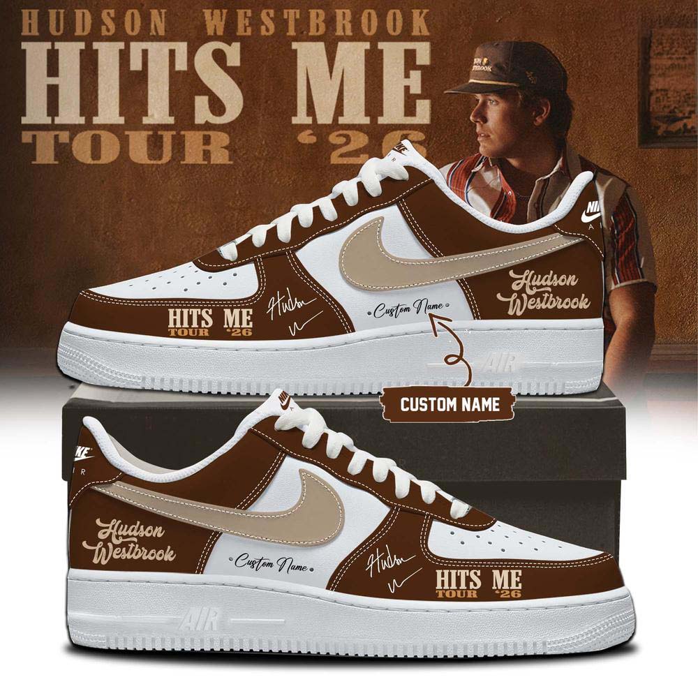Hudson Westbrook Hits Me Tour 2026 Brown White Air Force 1 Sneakers - Best Gift for Fans