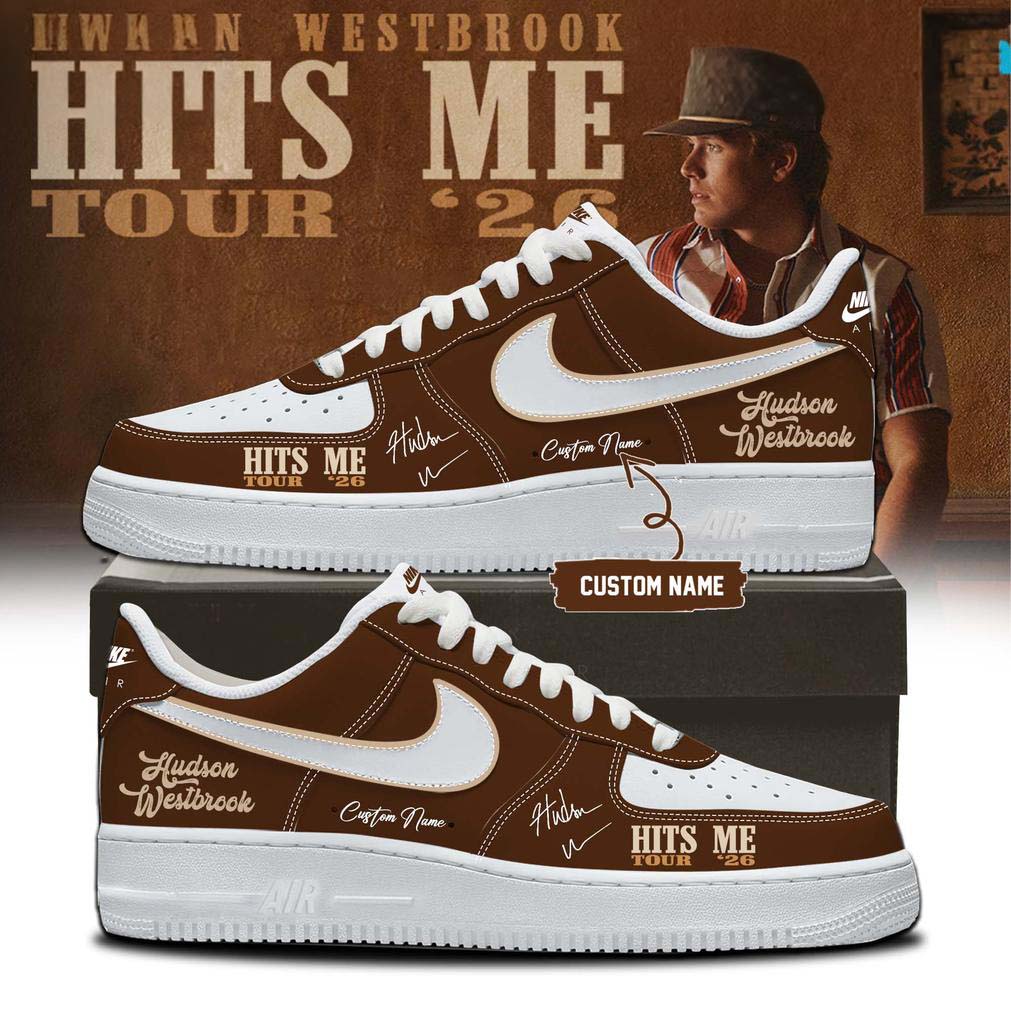 Brown White Graphic Air Force 1 Sneakers Hudson Westbrook Hits Me Tour 2026