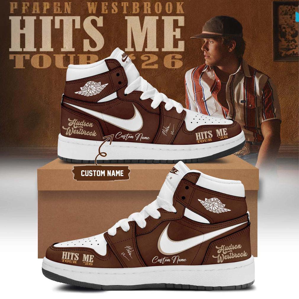 Brown White Graphic Air Jordan 1 Sneakers - Hudson Westbrook Hits Me Tour 2026