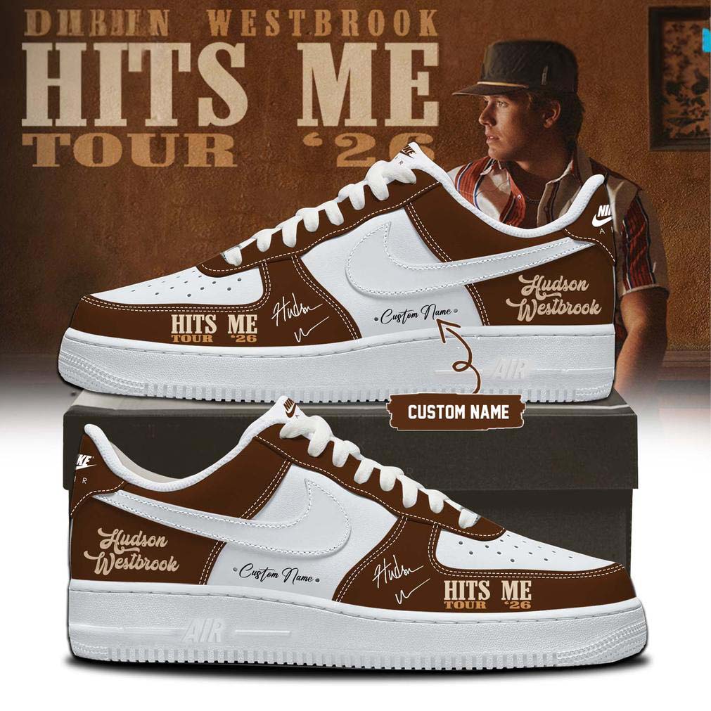 Hudson Westbrook Hits Me Tour 2026 Air Force 1 Sneakers Brown White Photo Print