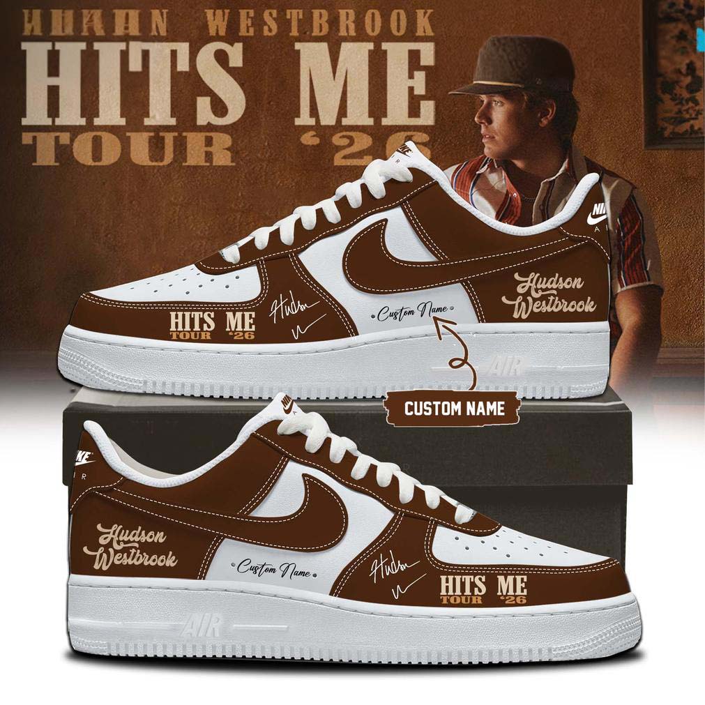 Custom Hudson Westbrook Hits Me Tour 2026 Brown White Signature Air Force 1 Sneakers