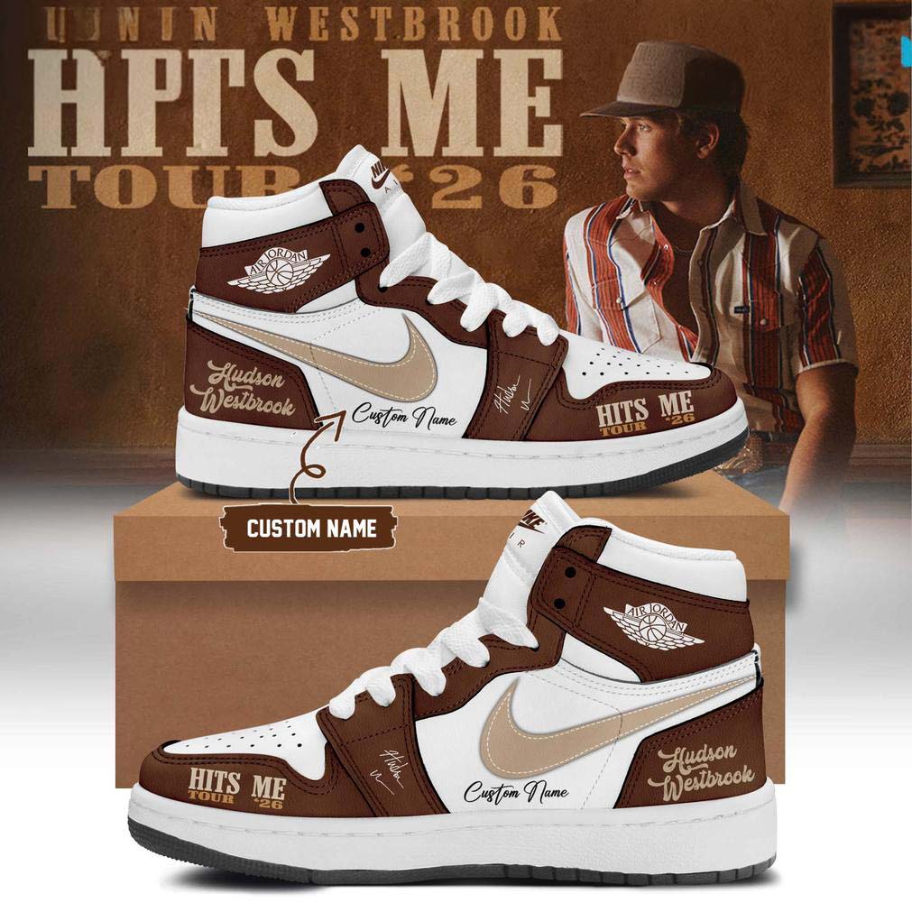 Brown White Signature Air Jordan 1 Sneakers - Hudson Westbrook Hits Me Tour 2026