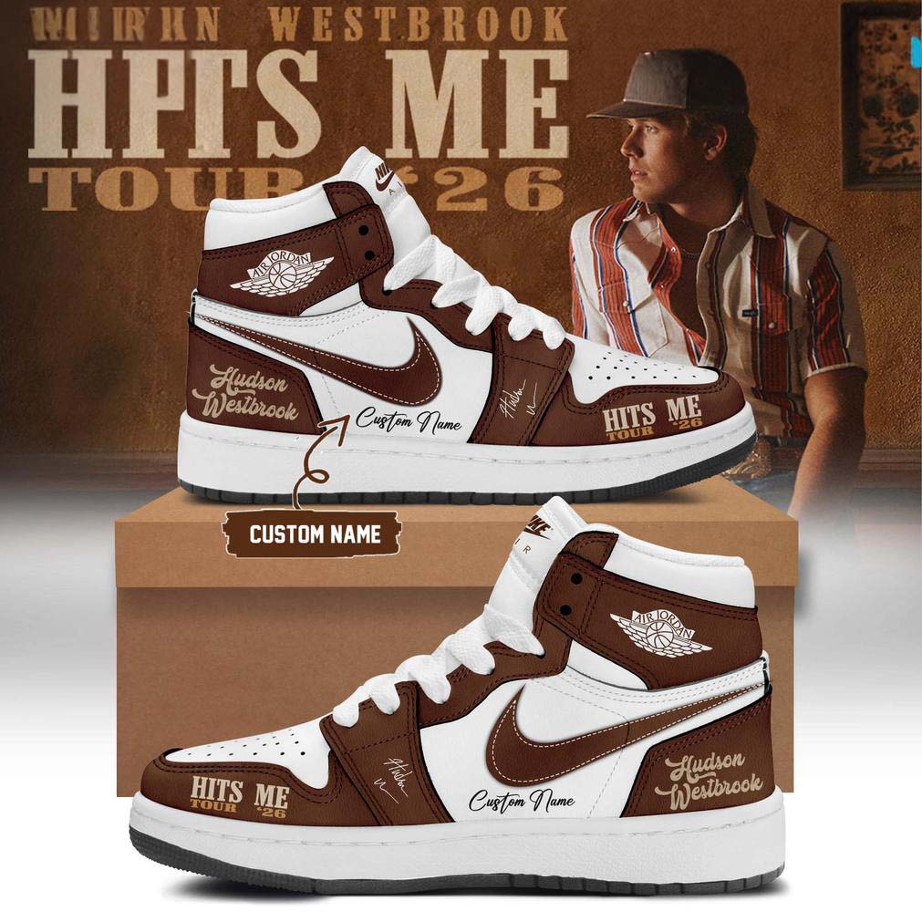 Air Jordan 1 Sneakers - Hudson Westbrook Hits Me Tour 2026 Brown White Tour
