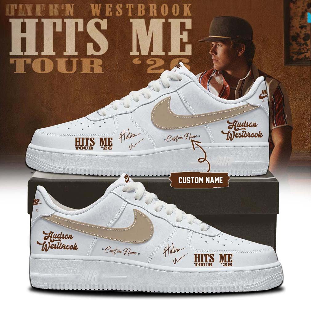 White Brown Graphic Air Force 1 Sneakers - Hudson Westbrook Hits Me Tour 2026