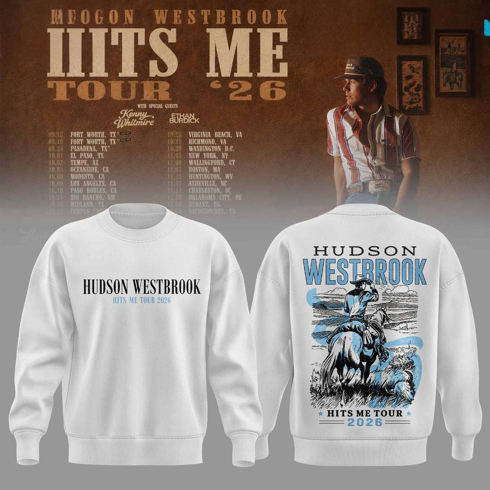 White Graphic Sweatshirt - Hudson Westbrook Hits Me Tour 2026