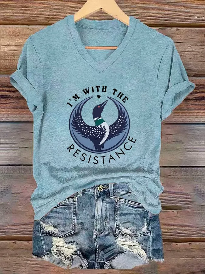 Im With The Resistance VNeck TShirt I Stand With Minnesota Shirt Gifts For Girlfriend Merch 2026