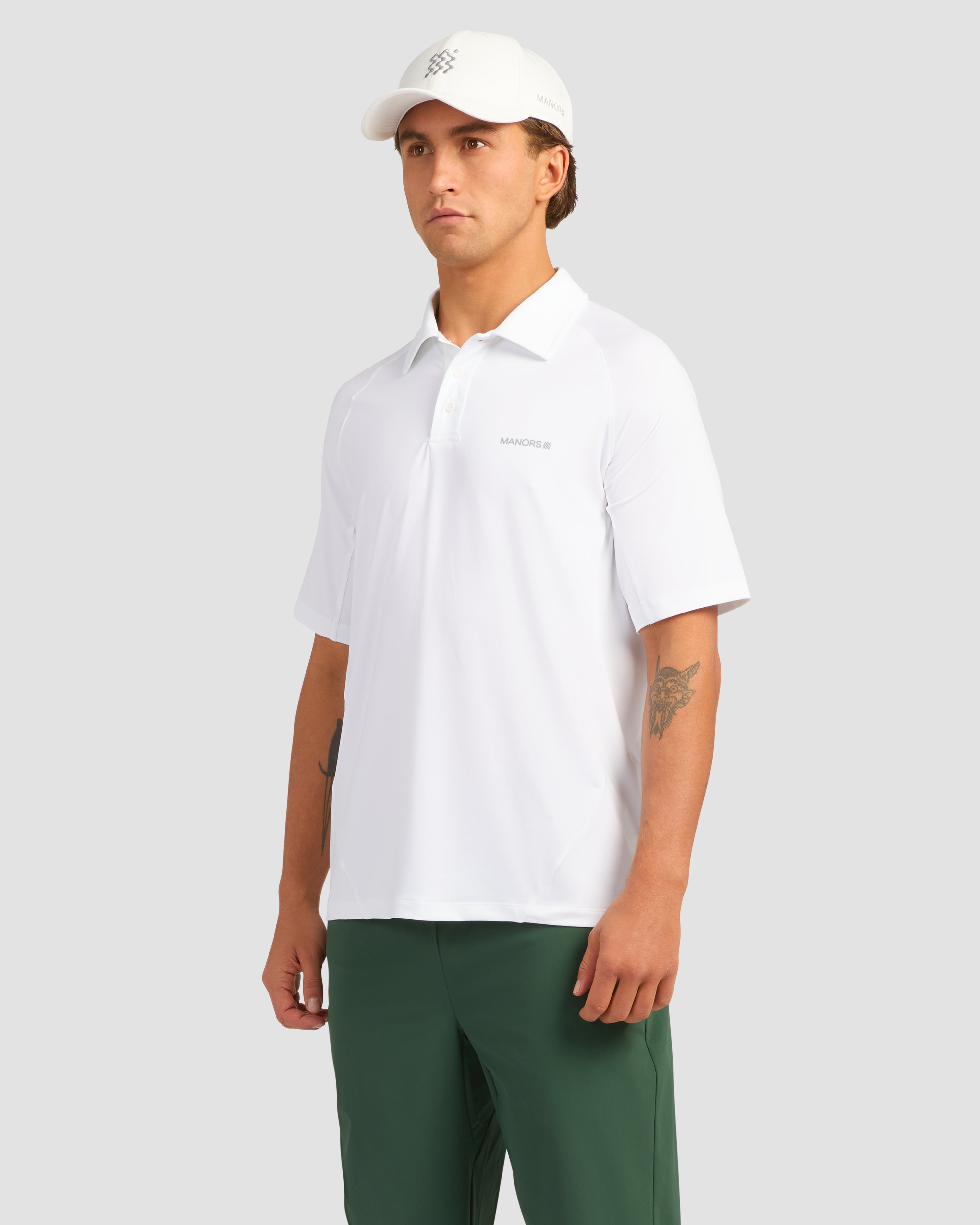 Jolidee White Lightweight Course Polo featuring ultrabreathable mesh for peak summer golf