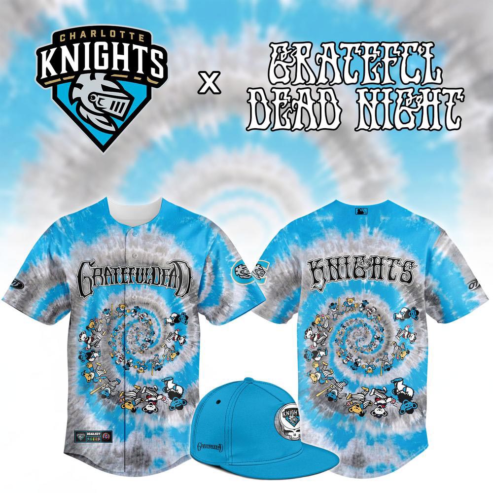 Charlotte Knights x Grateful Dead Night 2026 Baseball Jersey MiLB Rock Music Theme Night Fan Apparel 1 - Unicasport Charlotte Knights x Grateful Dead Night 2026 Baseball Jersey MiLB Rock Music Theme Night Fan Apparel
