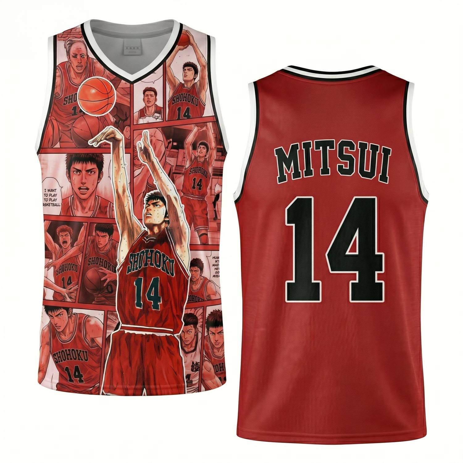 Japanese Anime Basketball Mitsui Number 14 Authentic Jersey Player Inspired Sports Edition 1 - Unicasport Japanese Anime Basketball Mitsui Number 14 Authentic Jersey Player Inspired Sports Edition