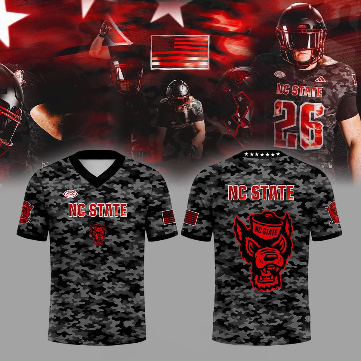 NC State Wolfpack 2026 Introducing New Uniform x Military Personalized Football Jersey College Football Custom Fan Apparel 1 - Unicasport NC State Wolfpack 2026 Introducing New Uniform x Military Personalized Football Jersey College Football Custom Fan Apparel