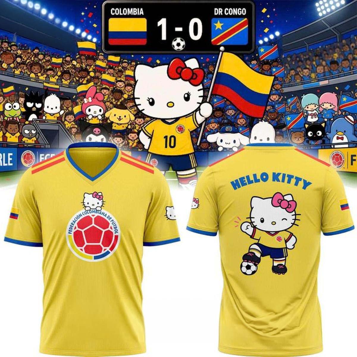Hello Kitty x Colombia Soccer Football Jersey Best Gift for Fans