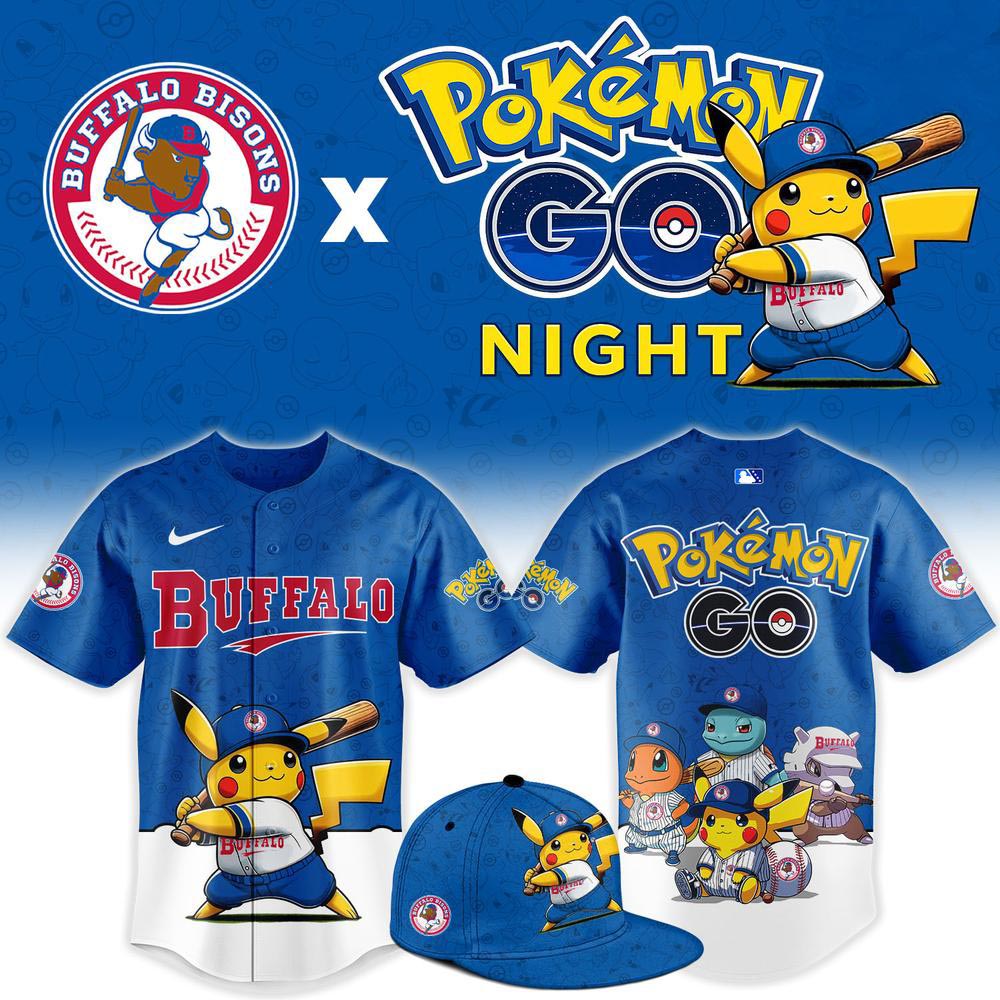 Buffalo Bisons x Pokemon GO Night Custom Baseball Jersey MiLB Gaming Fan Game Day Sports Apparel 1 - Unicasport Buffalo Bisons x Pokemon GO Night Custom Baseball Jersey MiLB Gaming Fan Game Day Sports Apparel