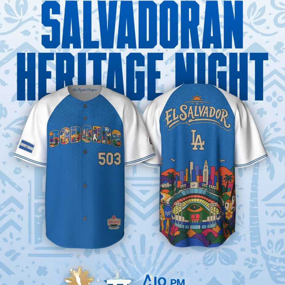 2026 Los Angeles Dodgers Salvadoran Heritage Night Baseball Jersey 1 - Unicasport 2026 Los Angeles Dodgers Salvadoran Heritage Night Baseball Jersey