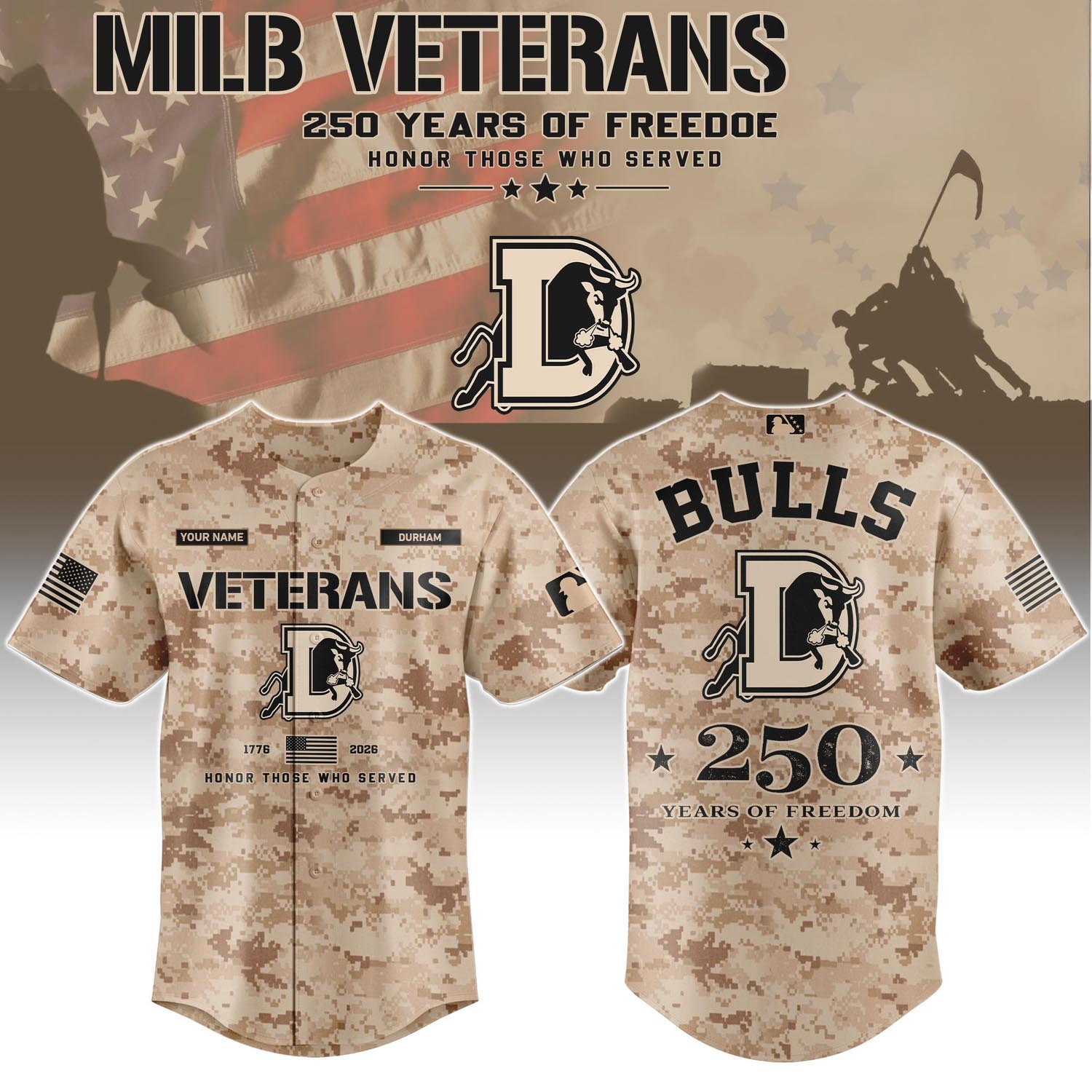 Durham Bulls Veterans Day 2026 Special Limited Edition Baseball Jersey Fan Apparel 2 - Unicasport Durham Bulls Veterans Day 2026 Special Limited Edition Baseball Jersey Fan Apparel